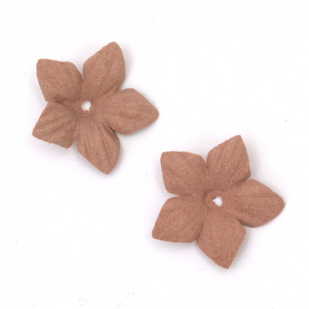 Λουλούδια από χαρτί σουέτ 25 mm. ροζ παστέλ χρώμα -10 τεμάχια