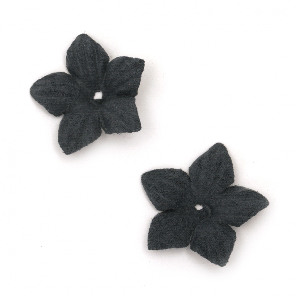 Velour Paper Flowers, 25 mm, Dark Pastel Blue Color - 10 pieces