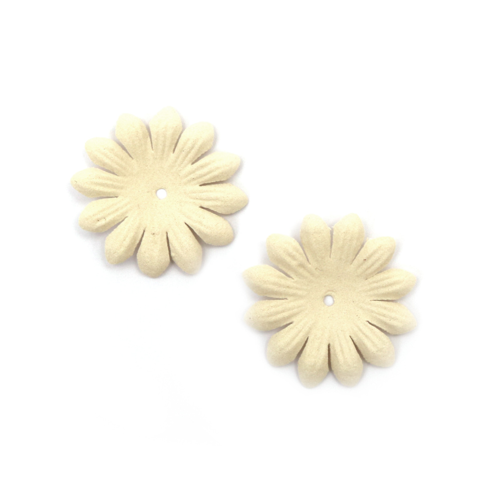Flowers made of Suede Paper, 50 mm, Color Champagne - 10 pieces