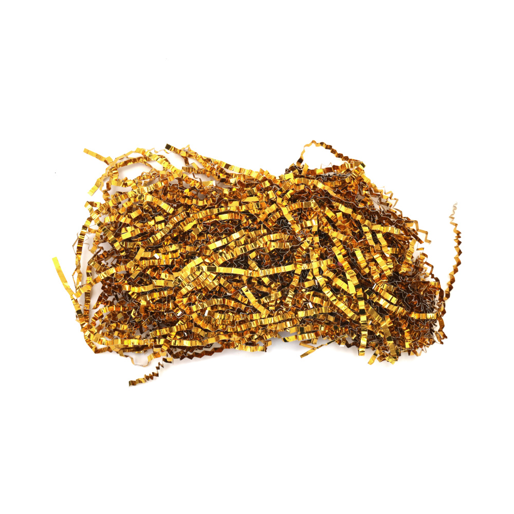 Two-sided Pearl Curly Paper Grass, Color: Gold - 20 grams