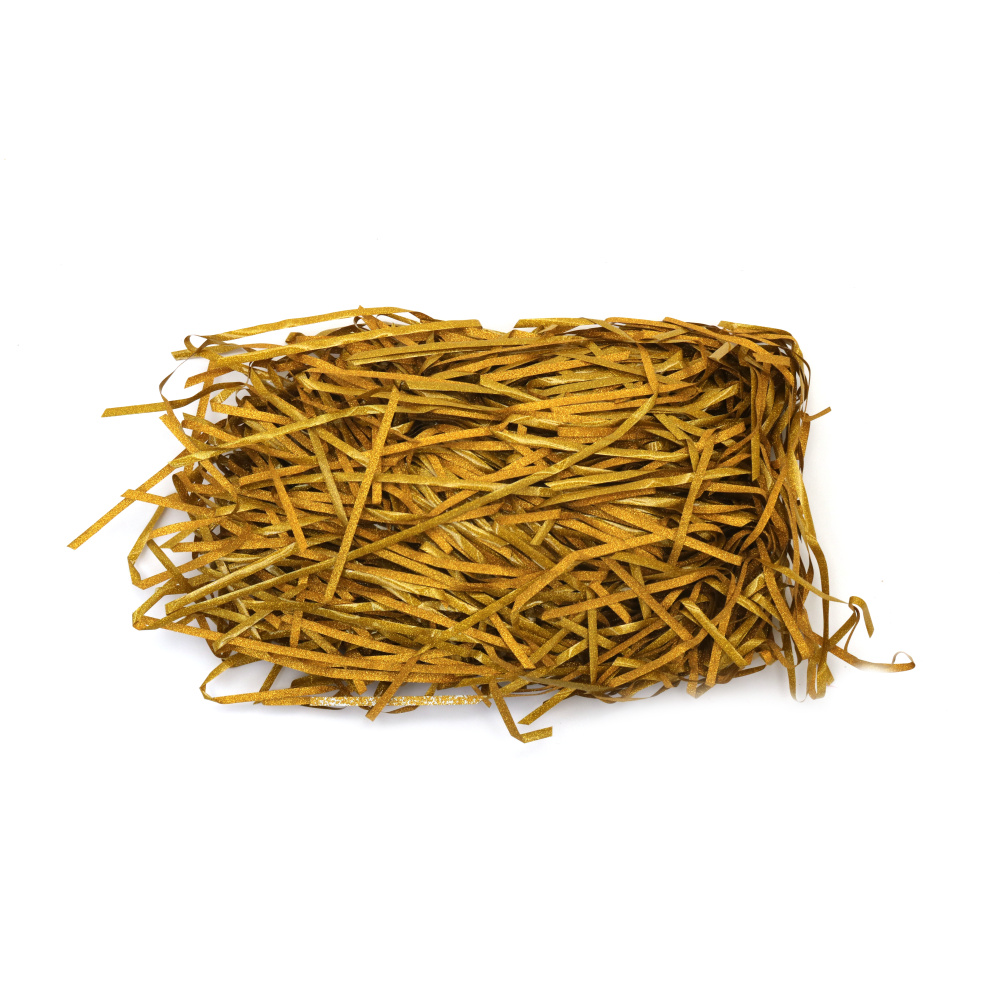 Double-Sided Glitter Paper Grass,  Color: Gold - 20 grams