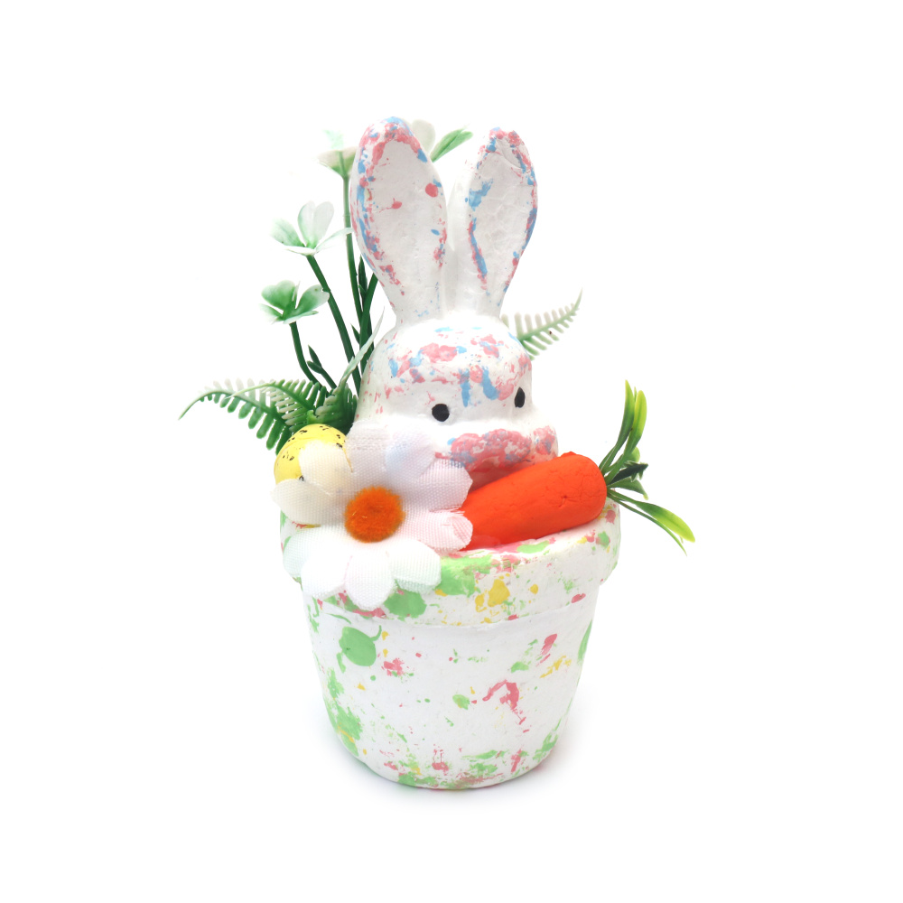 Styrofoam Rabbit with Carrot in a Pot / 135x70 mm 
