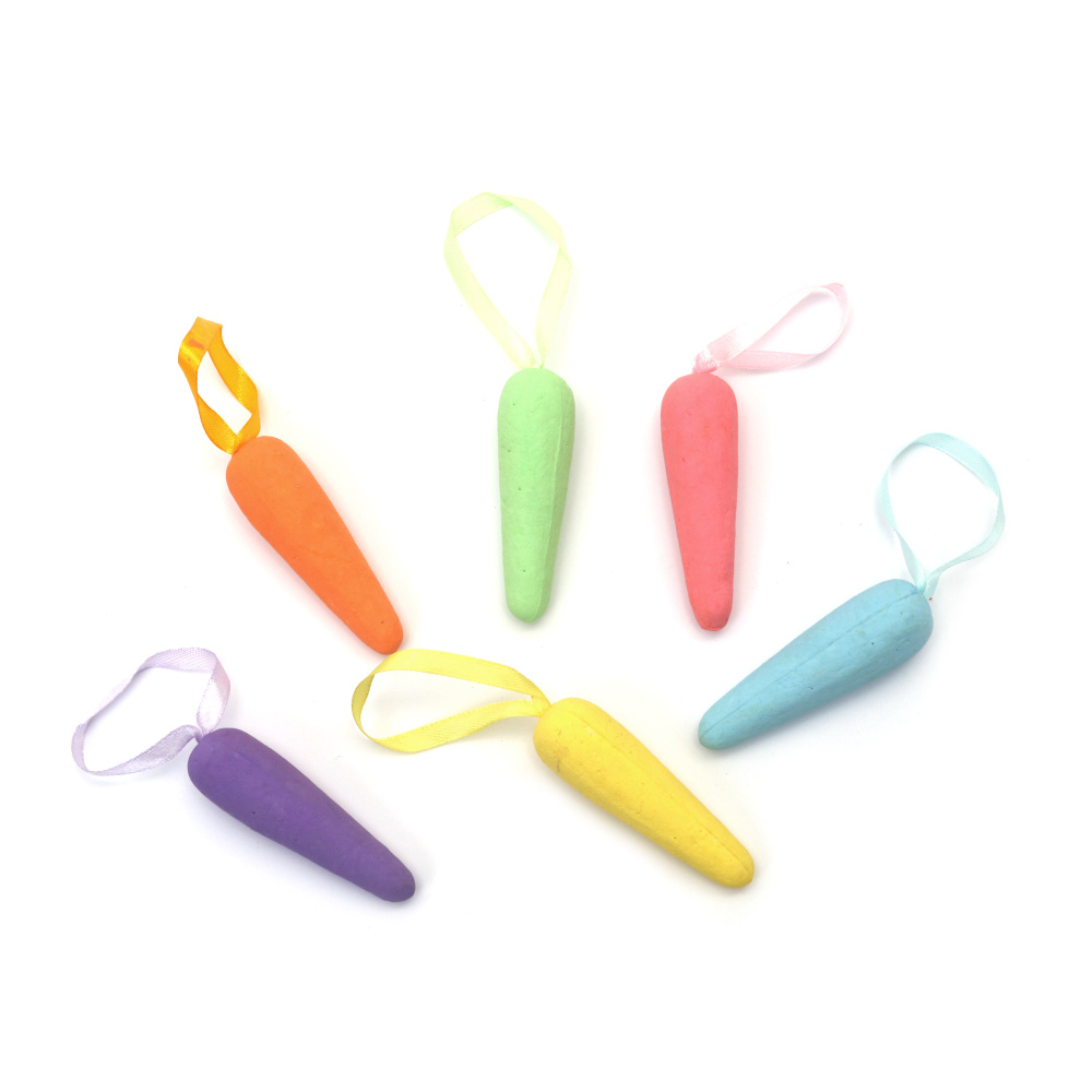 Set of Styrofoam Carrots / 70x20 mm, Color: MIX - 6 pieces