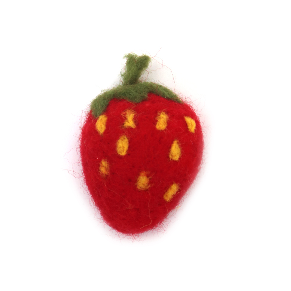 Handmade Felted Wool Strawberry 56x38 mm