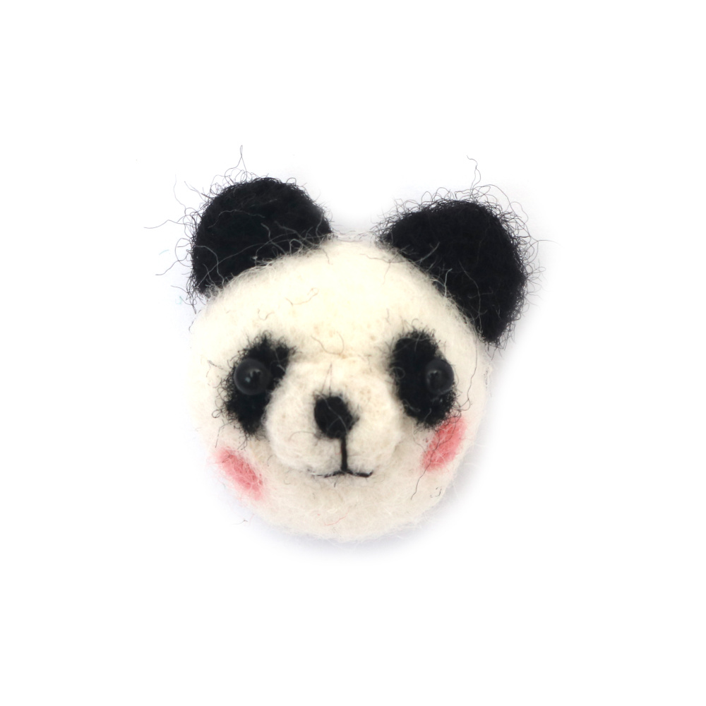 Panda din fetru din lana lucrata manual 35x34 mm