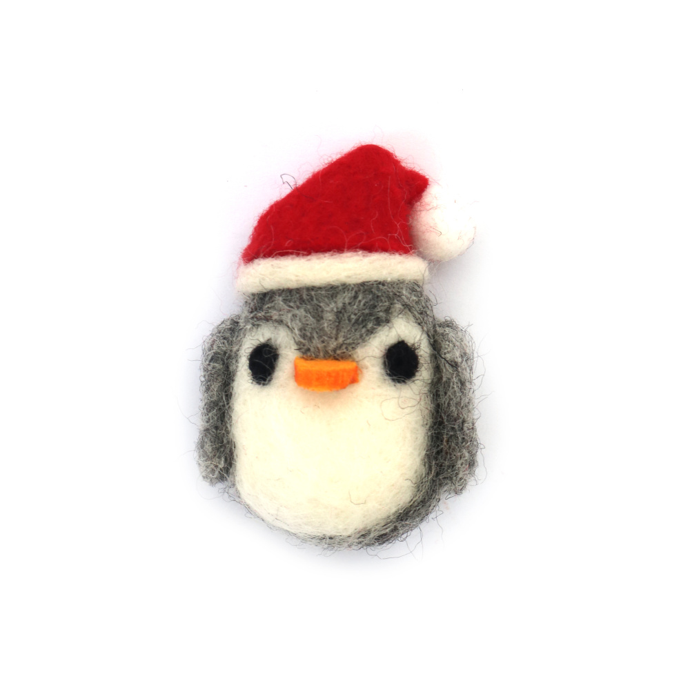 Handmade Felted Wool Penguin 55x35 mm, Christmas Decoration