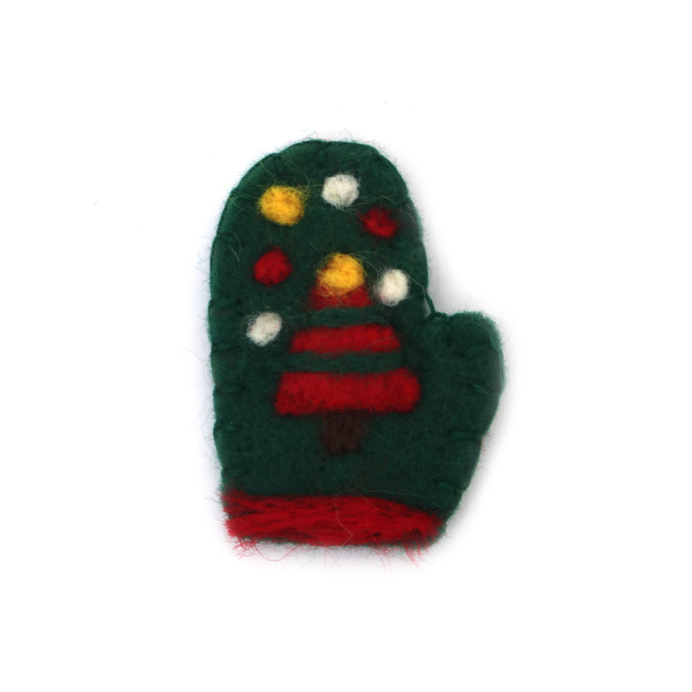 Handmade Felt Wool Mitten, 55x40 mm, Christmas Decoration