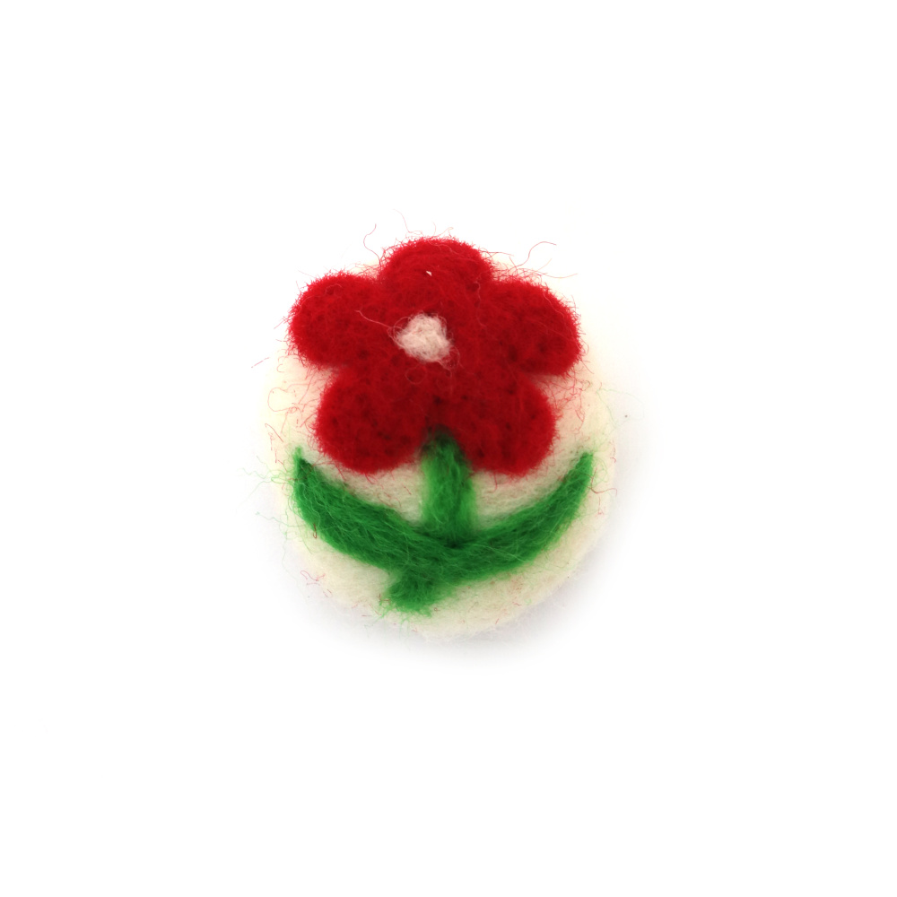 Figurina a forma di fiore in feltro di lana fatta a mano, 29x33x19 mm