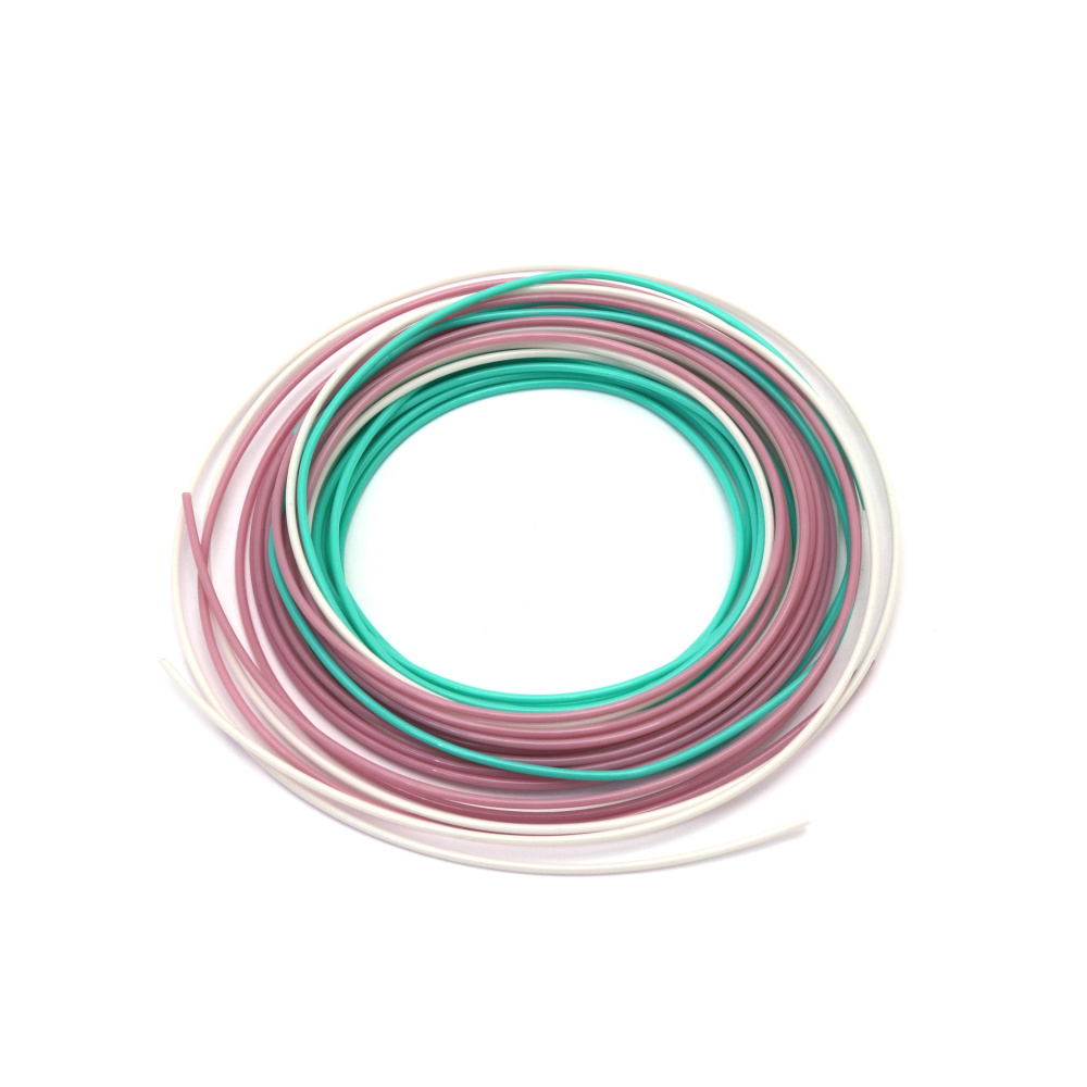 Ανταλλακτικά νήματα PLA για 3D στυλό 1,75 mm x 3 μέτρα 3 χρώματα - λευκό, ροζ, μπλε