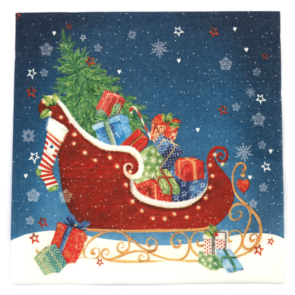 Ti-Flair Napkin, 33x33 cm, Three-Ply, Featuring Sleigh at Christmas Eve - 1 piece