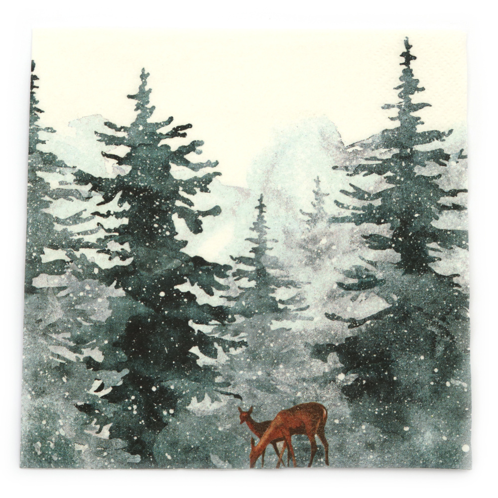 Ti-Flair Napkin, 33x33 cm, Three-Ply, Featuring Evergreen Forest - 1 piece
