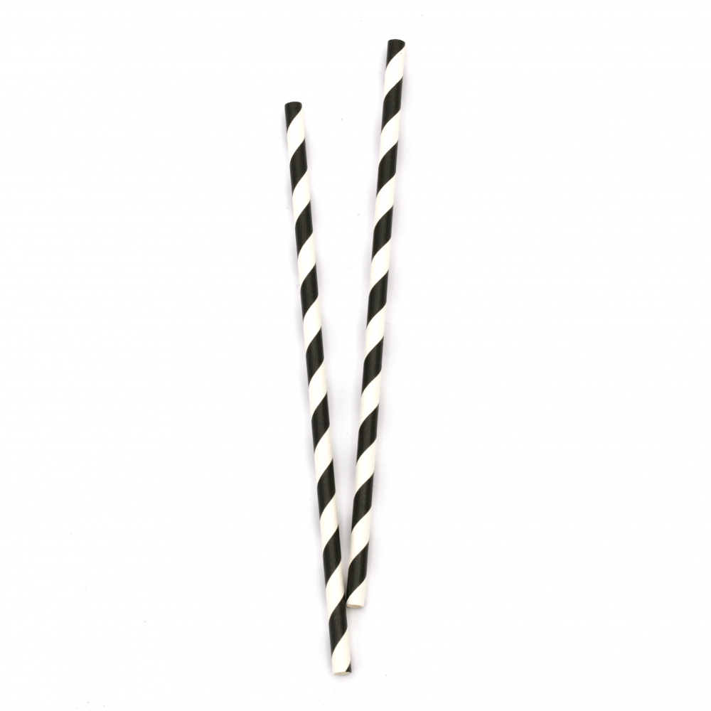 Paper Straws, 195x6 mm, Two-Tone Stripes - 25 Pieces
