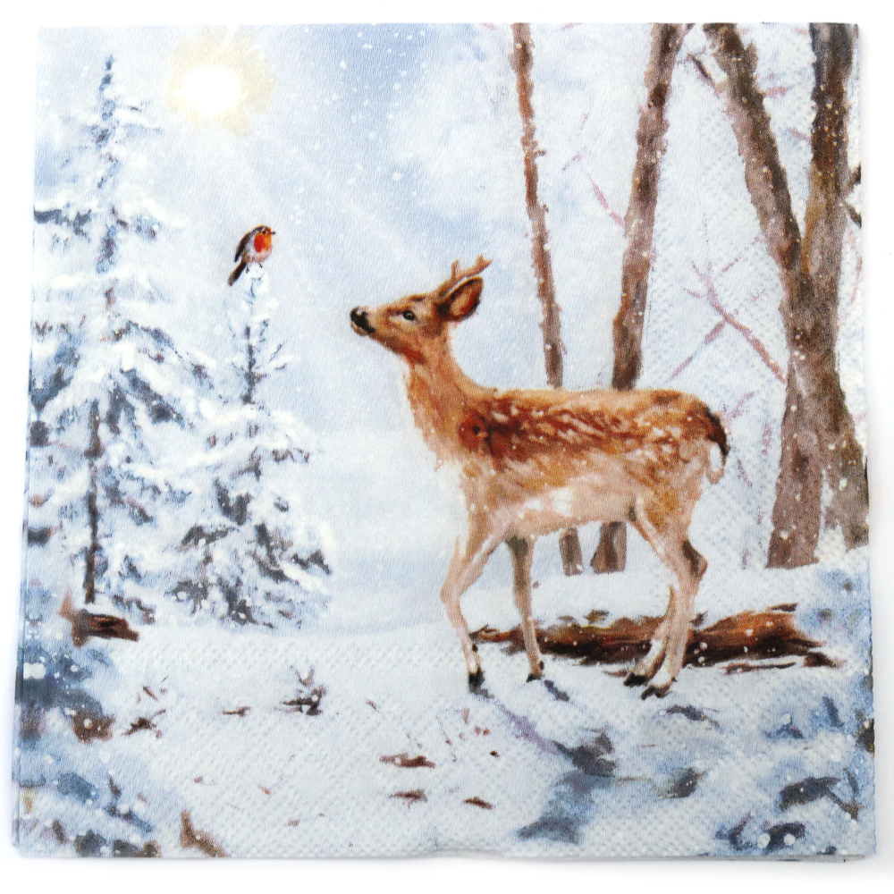 Χαρτοπετσέτα για decoupage Ambiente 33x33 cm τριών στρώσεων Meeting in winterworld - 1 τεμάχιο