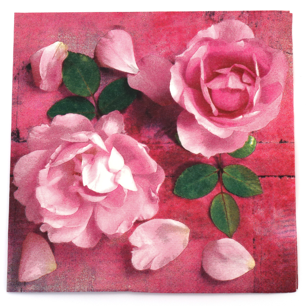 Салфетка за декупаж ti-flair 33x33см трипластова Hot Pink Roses- 1 брой