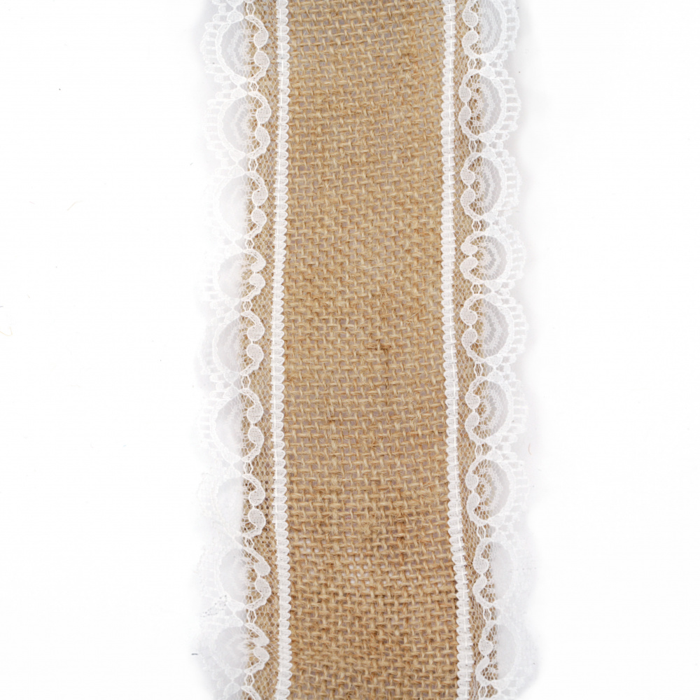 Burlap Ribbon Base for Application with lace DIY Crafts Decorations, Embroidery 8.5x200 cm.