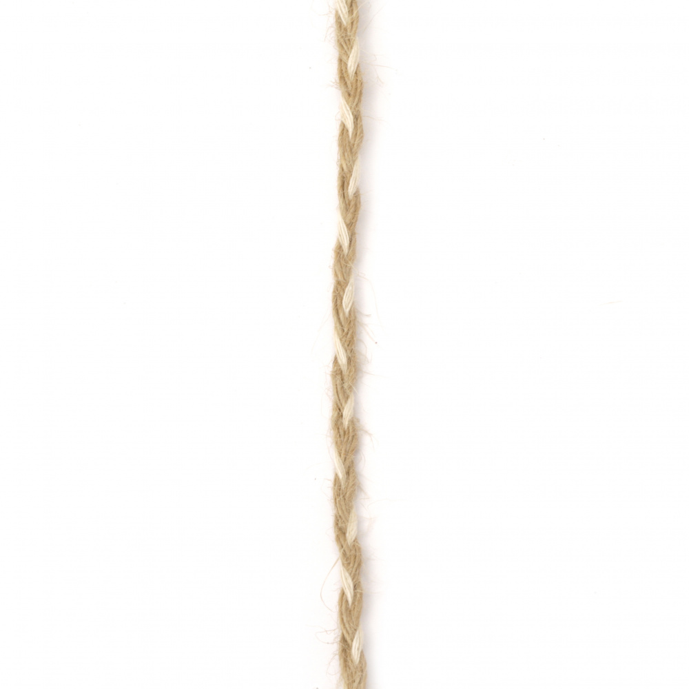 Jute Braid string for decorations, DIY Craft 5 mm natural and white - 5 meters