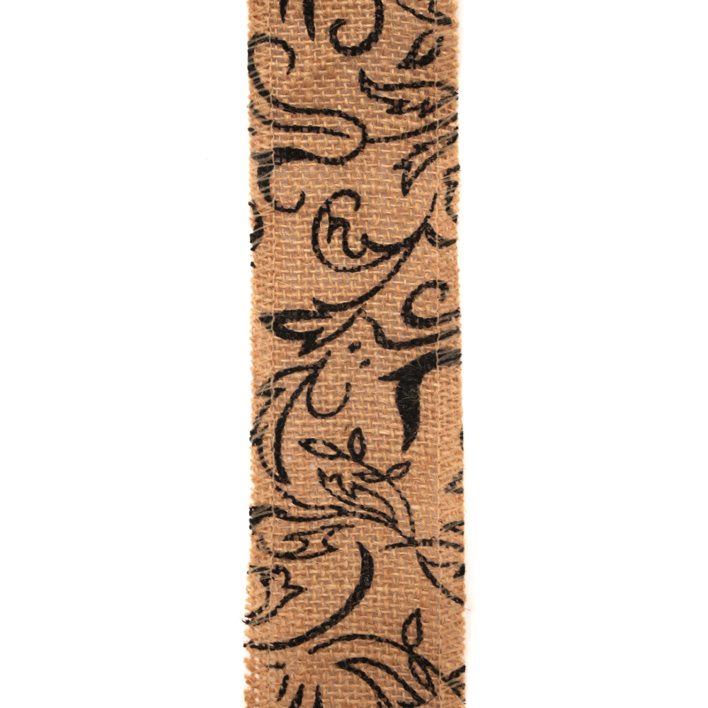 Burlap ribbon for decoration, print, 6x200 cm