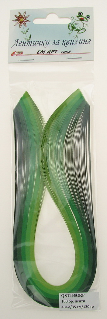 Quilling Paper Strips (130g paper) 4mm / 35cm - 5 colors green -100pcs