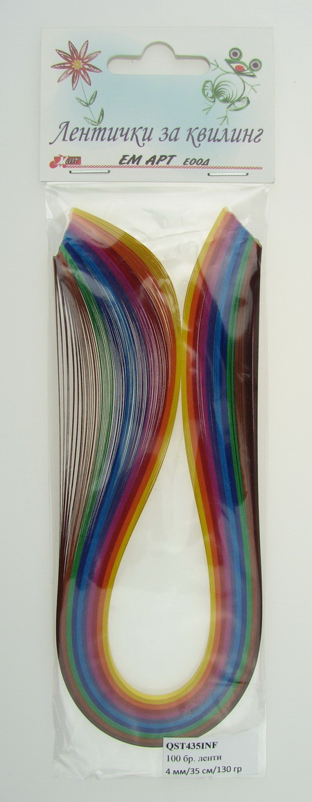 Quilling Paper Strips / Paper: 130 g; 4 mm, 35 cm / 10 Intense Colors - 100 pieces