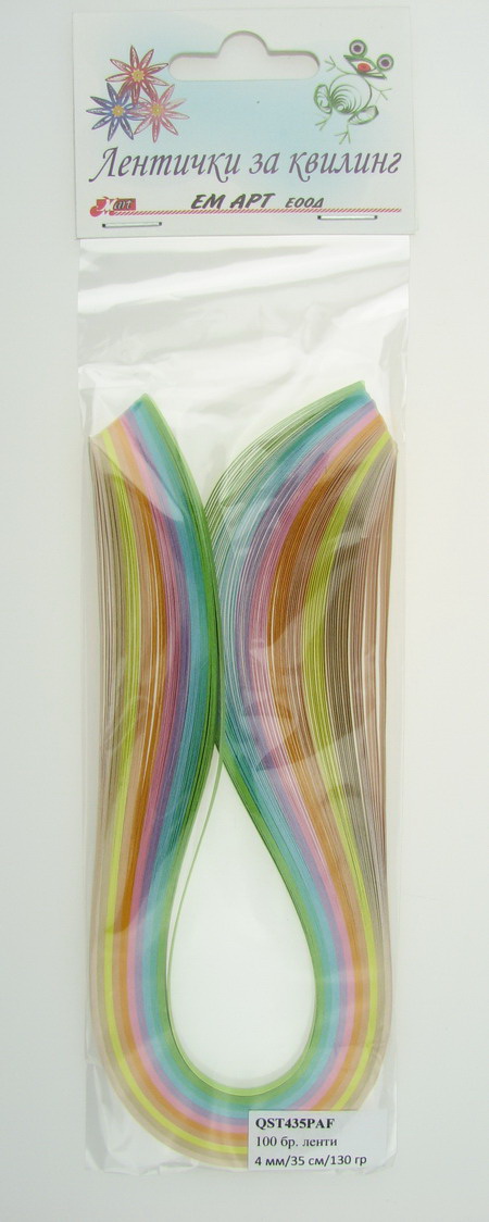 Quilling Paper Strips  (paper 130 g) 4 mm / 35 cm -10 pastel colors - 100 pcs