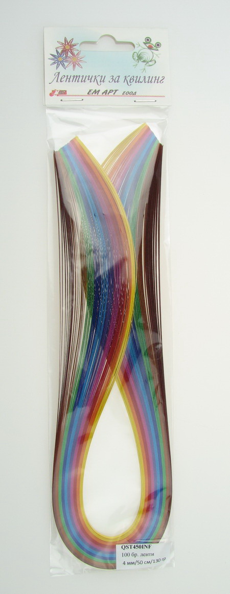 Quilling Paper Strips (130 g paper) 4 mm / 50 cm -10 intense colors - 100pcs
