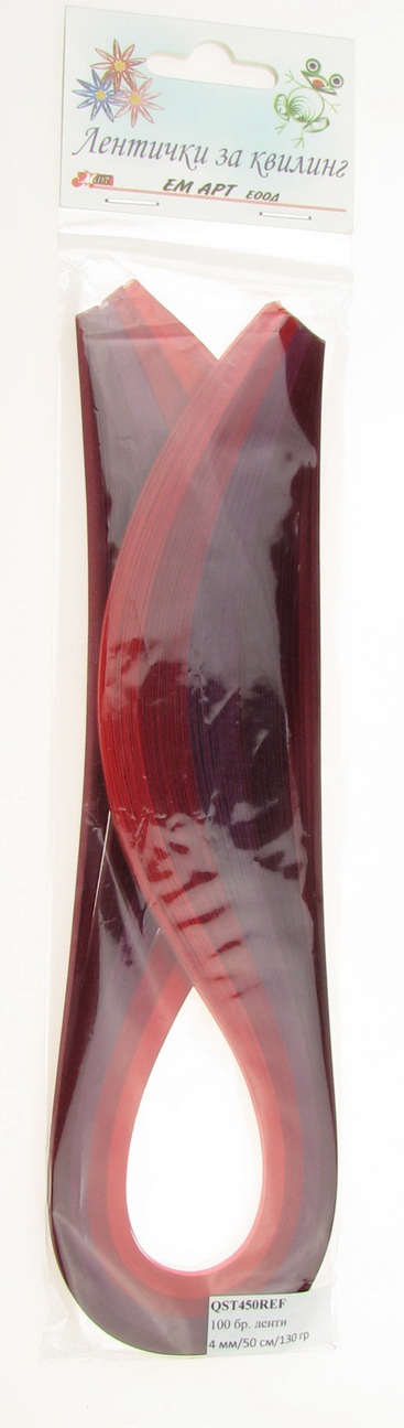 Quilling Paper Strips  (130 g paper) 4 mm / 50 cm - 4 colors red range - 100 pcs