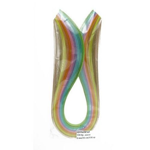 Quilling Paper Strips  (paper 130 g) 6 mm / 35 cm -10 pastel colors - 100 pcs