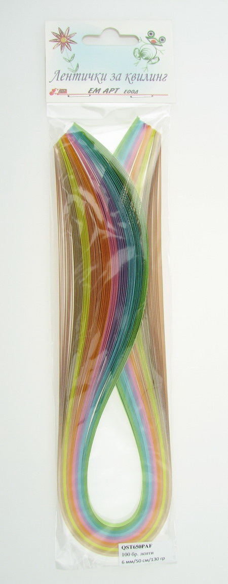 Quilling strips (130 g paper) 6 mm / 50 cm -10 pastel colors - 100 pcs