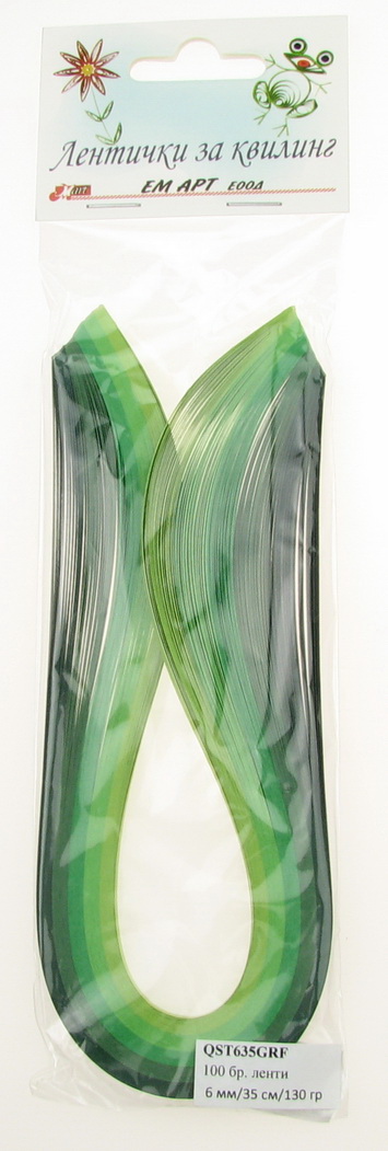 Quilling Paper Strips (130 g paper) 6 mm / 35 cm - 5 colors green -100pcs