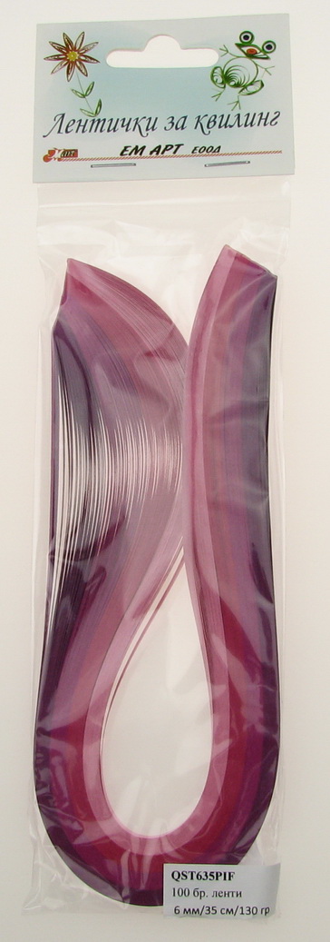 Quilling strips (paper 130 g) 6 mm / 35 cm - 4 colors pink range -100 pcs