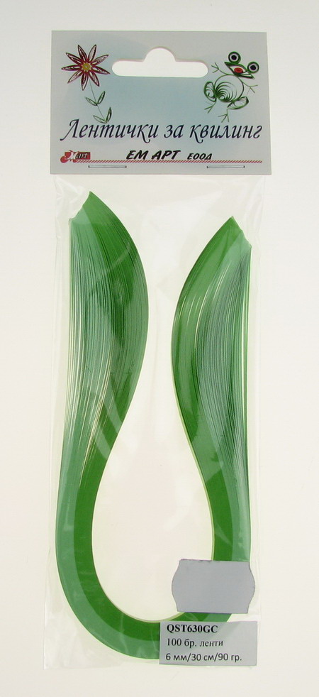 Benzi quilling (hartie 90 g) 6 mm / 30 cm -2 culori verde gama - 100 buc