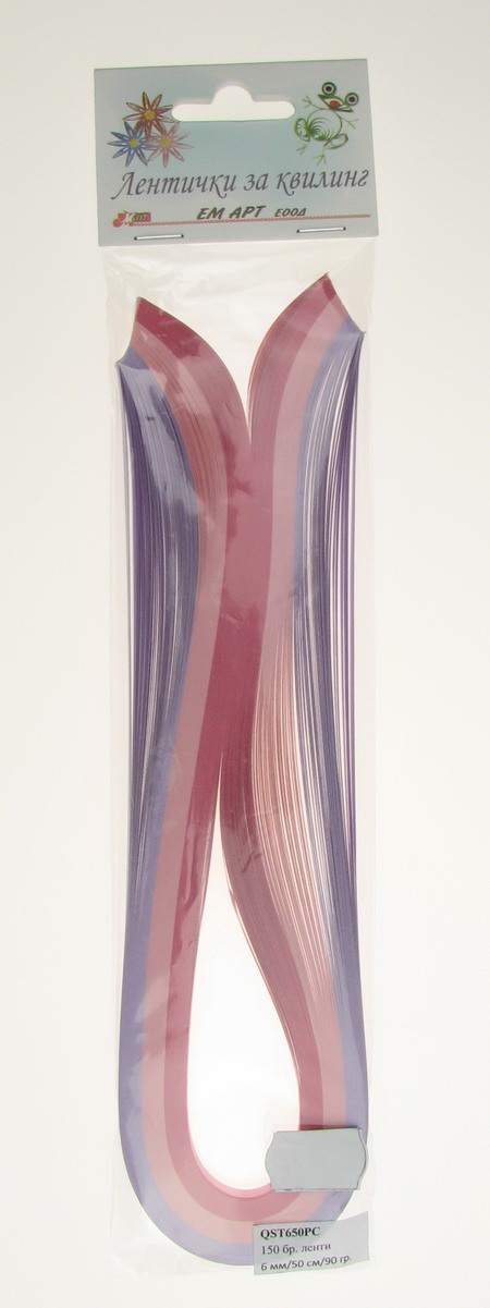 Quilling strips (90 g paper) 6 mm / 50 cm -3 colors pink range - 150 pcs