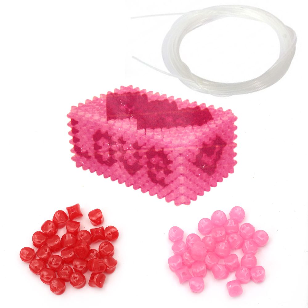 DIY kit for making a box with acrylic colored beads and cord