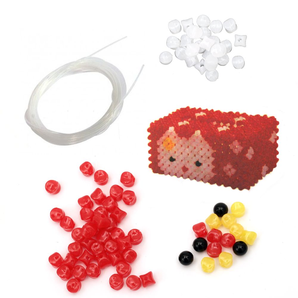 DIY set for making a box with acrylic colored beads and cord