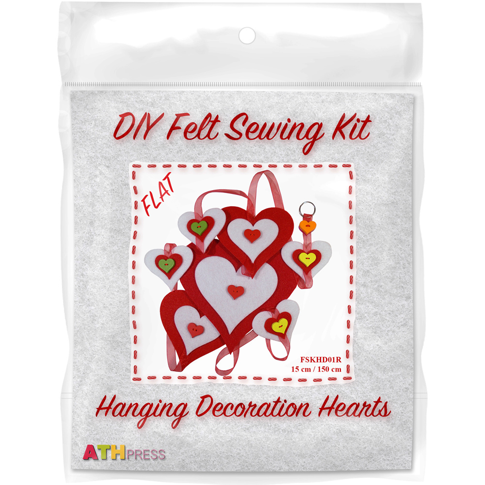 DIY Hanging felt hearts made of felt - red 15x150 cm