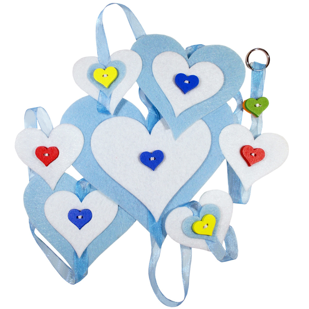 DIY set Hanging hearts decoration felt 15x160 cm - blue 15x150 cm