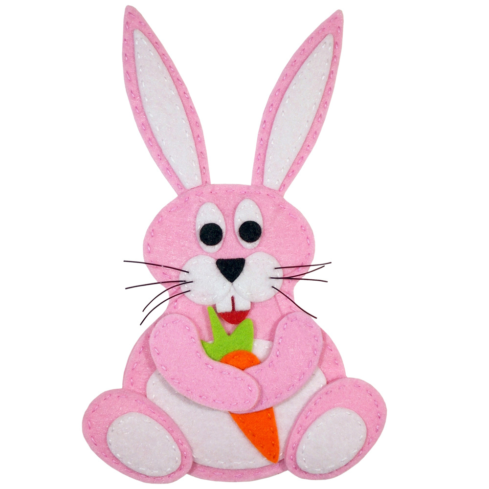 DIY Kit - Felt Rabbit - Pink, 120x210 mm