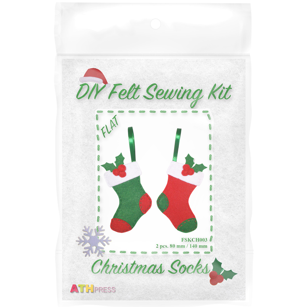 Σετ DIY 2 τεμαχίων Χριστουγεννιάτικες κάλτσες 80x140 mm