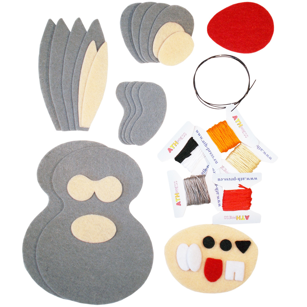 DIY Kit Felt Easter Bunny / Gray /  120x210 mm