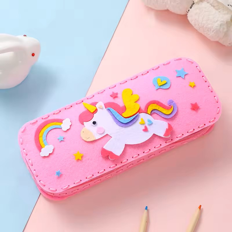Lovely DIY Felt Pencil Case – Pink with Pony Design for Creative Fun