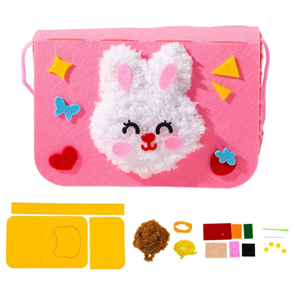 Charming DIY Children’s Felt Bag – Pink with Rabbit Design for Fun Crafting