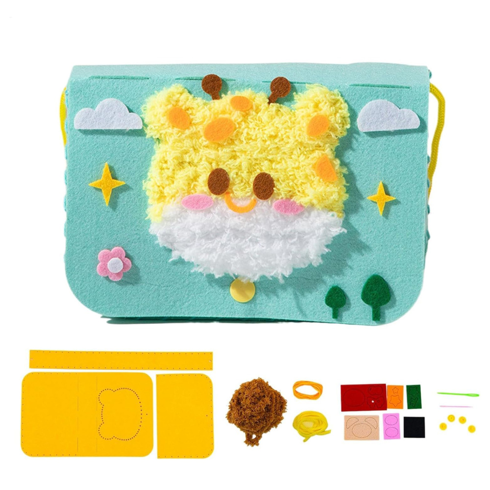 Creative DIY Children’s Felt Bag – Blue with Giraffe Design for Fun Crafting