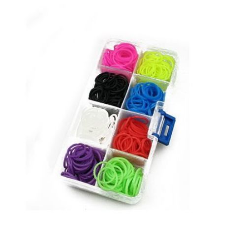 elastice pentru brățări de 8 culori ~ 490 buc pentru tricotat într-o cutie