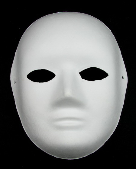 Λευκή μάσκα για διακόσμηση από πεπιεσμένο χαρτόνι Βενετσιάνικη 2 -22x18 cm