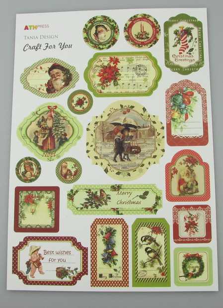 Designer Paper Labels for Scrapbook Decoration: Victorian Christmas / 1 sheet - 21 x 30 cm /   19 elements