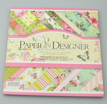 Designer scrapbooking paper 8 inch (20.3x20.3 cm) 20 designs x 2 sheets