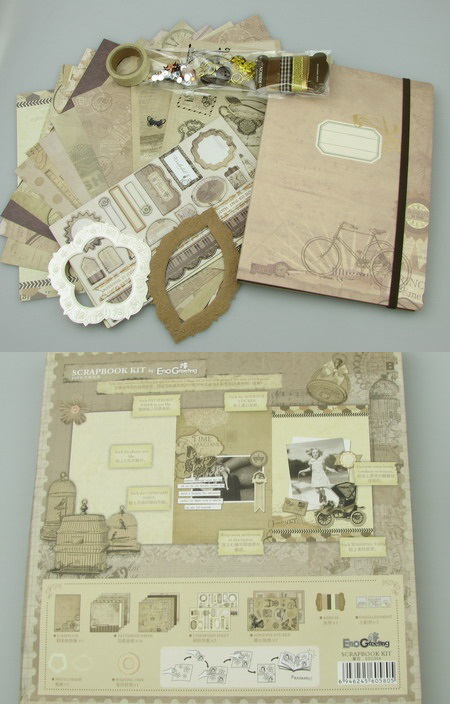 Set of Materials for Decoration and Album, 15 Pages, 15.5x22 cm Vintage