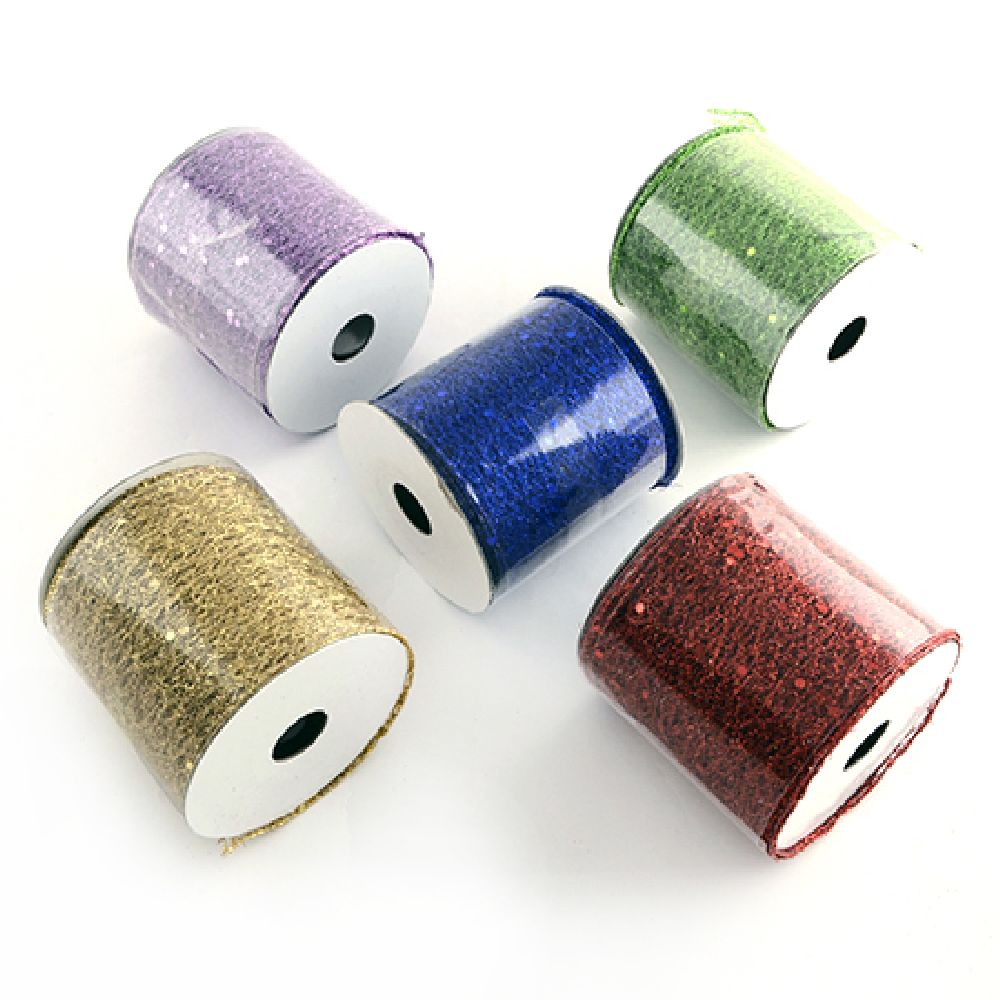 Spider Web Roll glitter and sequins 80 mm ASSORTED - 9 meters