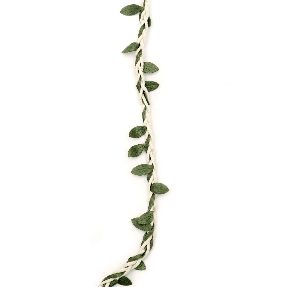 Jute Braid string with Imitation green leaves 0.5x450 cm