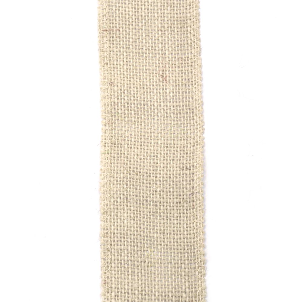 Base for Application: White Hemp Fabric Ribbon, 6x200 cm